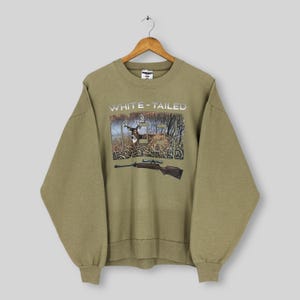 Vintage 90s Whitetail Deer Wildlife Brown Sweatshirt Large Deer Hunting Wilderness Sweater Deer Animal Jumper Deer Wildlife Crewneck Size L