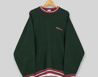 Vintage Wilson Athletic Wear Green Sweatshirt XXLarge Wilson Spell Out Embroidered Jumper Wilson Tennis Crewneck Wilson Sports Sweater XXL