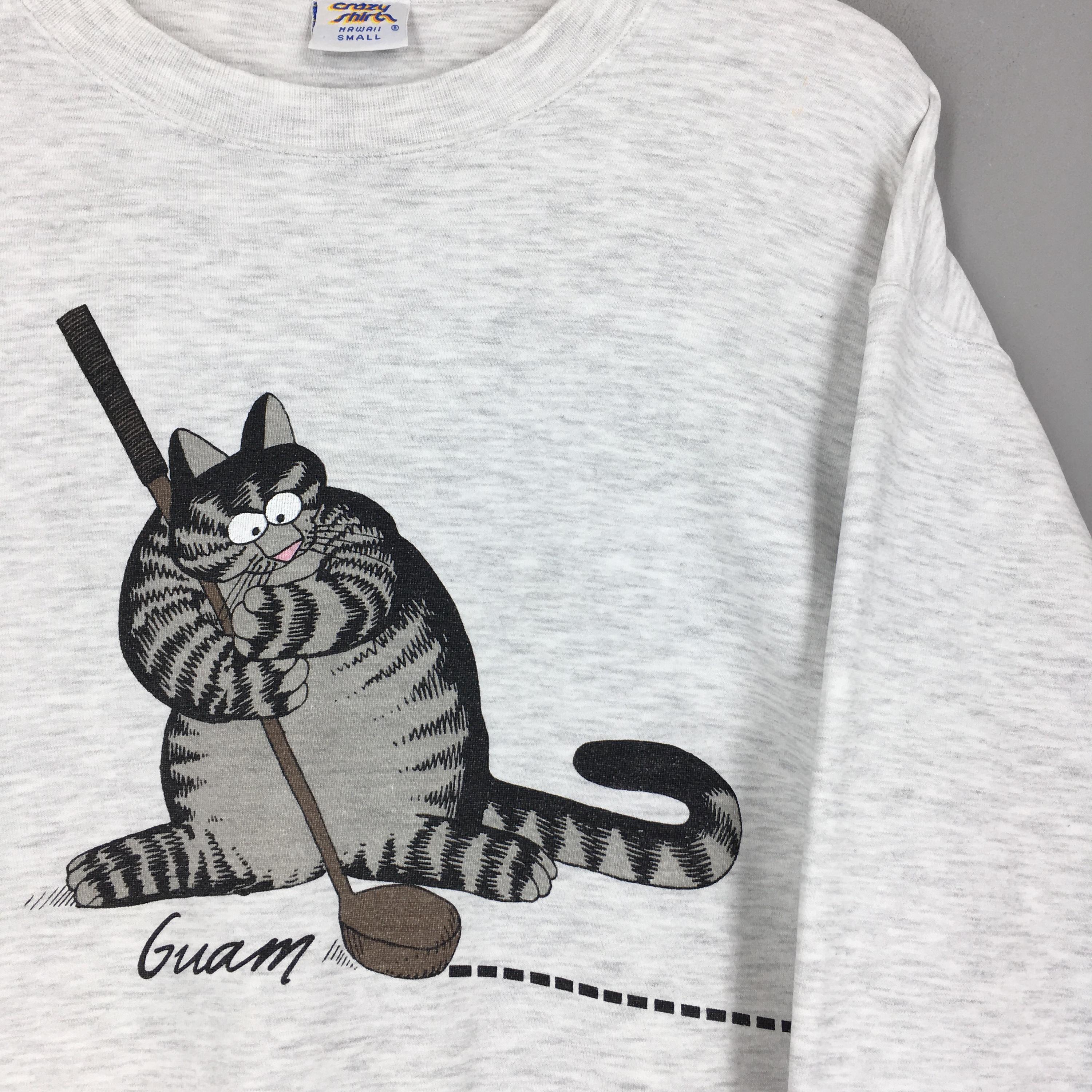 Vintage 90s B Kliban Cat Guam Golf Sweatshirt Small Crazy Shirts
