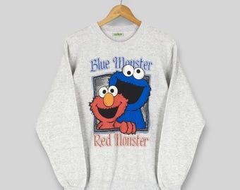 Vintage 90s Sesame Street Cookies Monster Sweatshirt Medium Cookie Monster Muppet Graphics Sweater Sesame Street Tv Show Crewneck Size M