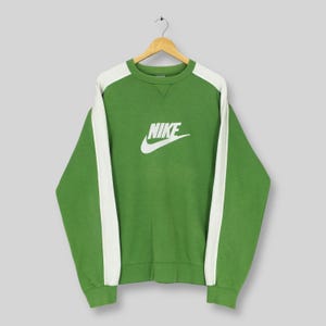 Vintage Y2K Nike Swoosh Green Sweatshirt Large Nike Swoosh Embroidered Big Logo Jumper Nike Streetwear Pullover Nike Air Boxy Sweater Size L