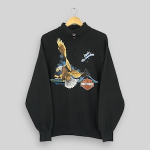Vintage Harley Davidson Motorcycles Eagles Sweatshirt Large Harley Davidson Port Huron Michigan Jumper Harley Davidson Half Zipper Sweater L