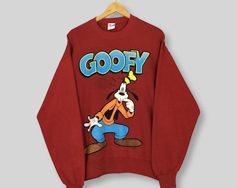 Vintage 90s Goofy Mickey Mouse Red Sweatshirt Large Walt Disney Goofy Printed Graphics Crewneck Goofy Walt Disney Character Sweater Size L