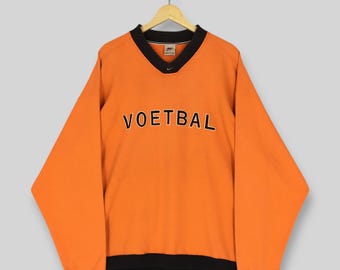 Vintage 90s Nike Swoosh Orange Sweatshirt XLarge Nike Soccer Dutch Embroidered Jumper Nike Sportswear Pullover Nike Netherlands Sweater XL