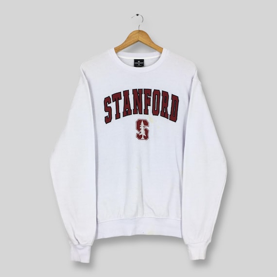 Vintage Y2K Stanford University White Sweatshirt Medium Stanford University Embroidered Logo Sweater Stanford Cardinal NCAA Crewneck Size M