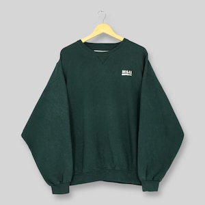 Vintage Michigan State University Green Sweatshirt XLarge MSU Michigan Embroidered Logo Sweater Michigan State Spartans NCAA Crewneck XL