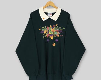 Vintage 90s Morning Sun Forrer Flower Art Sweatshirt Women Oversize Floral National Nature Graphic Kitsch Sweater Flowers Floral Jumper 3XL