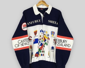 90s CANTERBURY OF NEW ZEALAND ラガーシャツ 90s ニュージーランド製 CANTERBURYカンタベリー Alpine 刺繍