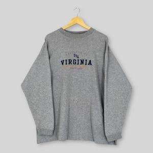 Vintage Virginia Cavaliers NCAA Sweatshirt XLarge Virginia Cavaliers Embroidery Spell Out Crewneck University of Virginia Gray Sweater XL