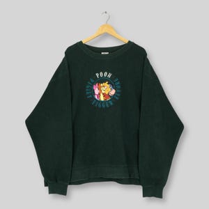 Vintage Winnie The Pooh Friends Boxy Sweatshirt XLarge Pooh Bear Piglet Tigger Eeyore Embroidered Sweater Pooh Disneyland Green Crewneck XL