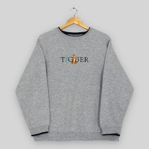 Vintage Winnie The Pooh Tigger Sweatshirt Large Tigger Disney Character Embroidered Sweater Pooh Disneyland Jumper Tigger Crewneck Size L
