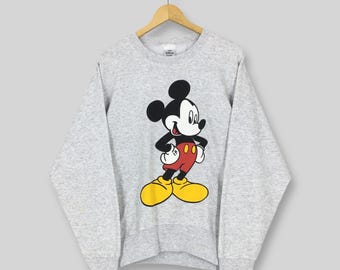 Vintage 90s Mickey Mouse Disney Sweatshirt Medium Mickey Mouse Walt Disney Printed Crewneck Mickey Mouse Cartoon Gray Sweater Size M