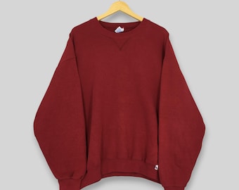 Vintage 1990s Russell Athletic Maroon Sweatshirt XLarge Russell Athletic Red Plain Crewneck Russell United States Maroon Blank Sweater XL