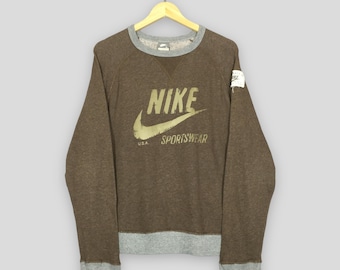 Bluza Nike Swoosh w kolorze brązowym w stylu vintage Y2K, duża, z nadrukiem Nike Swoosh Sportswear, sweter Nike Streetwear, rozmiar L