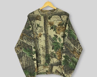 Vintage 90s Camouflage Real Tree Jungle Sweatshirt XLarge Jerzees Outdoors Mossy Oak Camo Crewneck Mossy Oak Hunting Jumper Camo Sweater XL