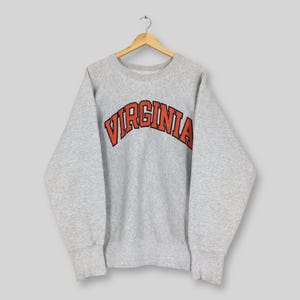 Vintage Virginia Cavaliers NCAA Sweatshirt XLarge Virginia Cavaliers Embroidery Spell Out Crewneck University of Virginia Gray Sweater XL