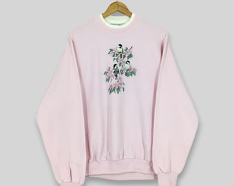 Vintage 90s Morning Sun Birds Flower Art Sweatshirt Medium Birds Floral Nature Wildlife Graphic Kitsch Sweater Birds Floral Crewneck Size M