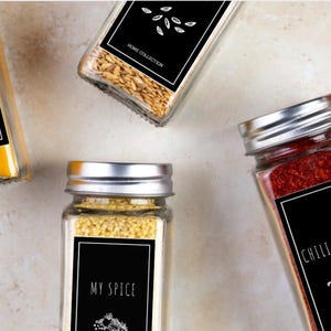 Minimalist Spice Jar Labels | Modern Printable Herb & Seasoning Label Set | Boho Kitchen Pantry Organization | DIY Jar Stickers Template