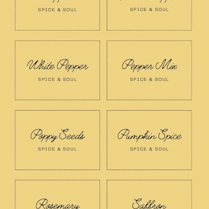 Modern Minimalist Spice Jar Labels Template | DIY Kitchen, Herbs & Seasoning Label Set Printable Pantry Organization Champagne Stickers