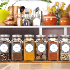 Modern Minimalist Spice Jar Labels Template | DIY Kitchen, Herbs & Seasoning Label Set | Printable Pantry Organization Boho 1.25, 1.5, 3.15