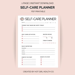 Self-Care Planner Printable | Wellness & Habit Tracker PDF | Mental Health Journal Instant Download