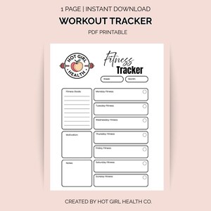 Afdrukbare trainingstracker | Dagelijkse fitnessplanner | Trainingslogboek | Fitnessdagboek | Afdrukbare wellness | Pdf-bestand Gezondheids- en trainingplanner