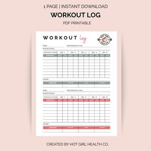 Workout Log Planner Printable | Daily Workout Log PDF | Exercise Tracker | Health & Wellness Journal | Gym Schedule | Instant Download