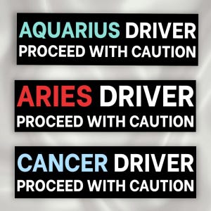 Pegatina para parachoques con advertencia del zodiaco para conductores: divertida calcomanía astrológica para autos