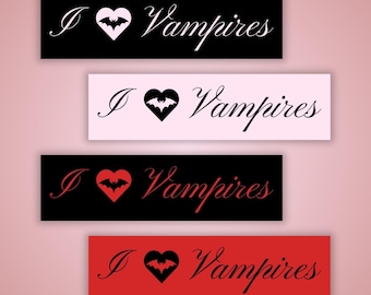 I Love Vampires Bumper Sticker: Gothic Bat Heart Car Decal