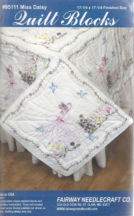 Stamped Cross Stitch Quilt Blocks Miss Daisy Jack Dempsey | Etsy
