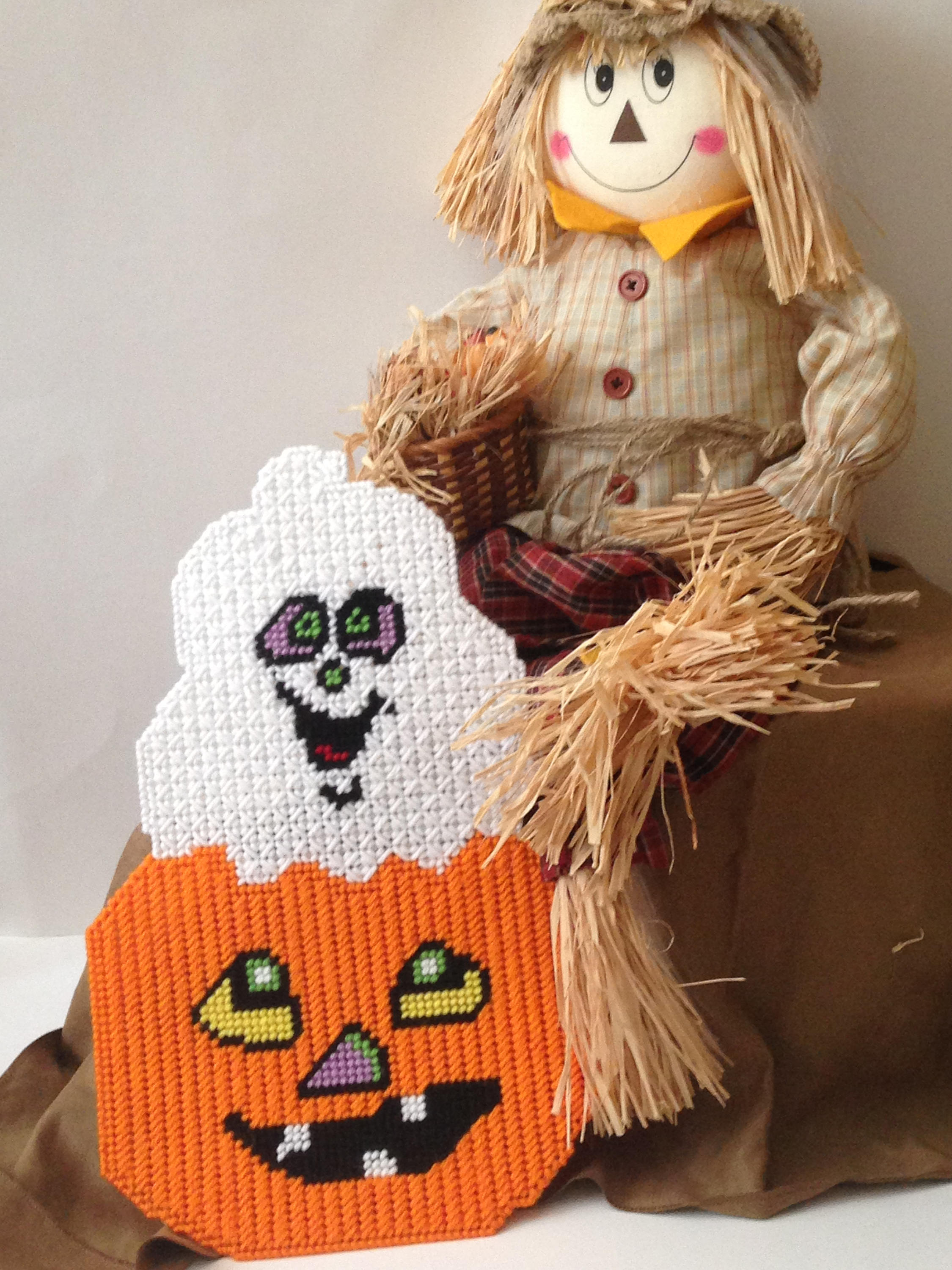 Printable Plastic Canvas Patterns Ghost and Pumpkin | Etsy