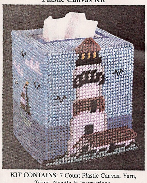 Lighthouse Tissue Box Cover Plastic Canvas Kit Etsy