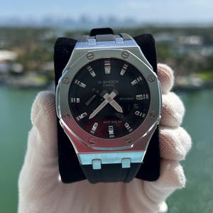 Casio G-Shock GA-2100 Stainless Steel Bezel Watch – Black Dial Mod