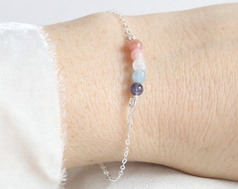 Mother's Day Gift for Mom, Jewelry, Birthstone Bracelet for Grandma Gift, Personalized Gemstone Bracelet, Dainty, Sterling Silver, 14kt Gold