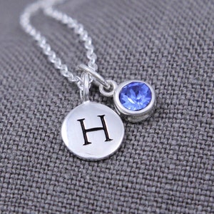 September Birthday Necklace, Push Present for New Mom, Jewelry, Sterling Silver, Initial Necklace, Sapphire Jewelry, September Birthday Her