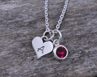 New Grandma Mothers Day Gift, Personalized Necklace for Mom, Sterling Silver Initial & Birthstone Jewelry, First Time Grandma Mother's Day