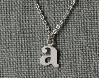 Personalized Initial Necklace in Sterling Silver, Jewelry, Birthday Gift for Women, Lower Case Letter Pendant Charm, Custom Initial Jewelry