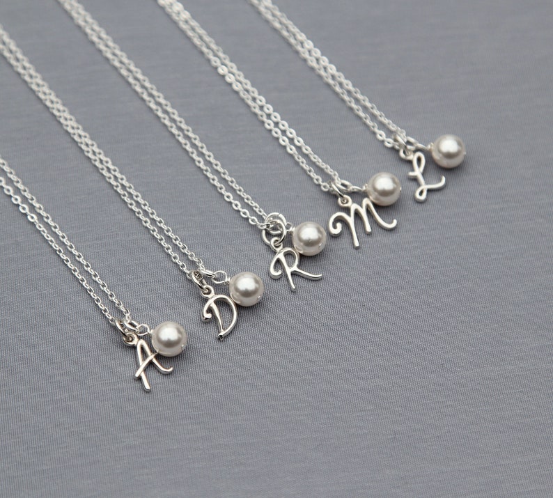 Personalized Pearl Necklace With Initial in Sterling Silver - Etsy