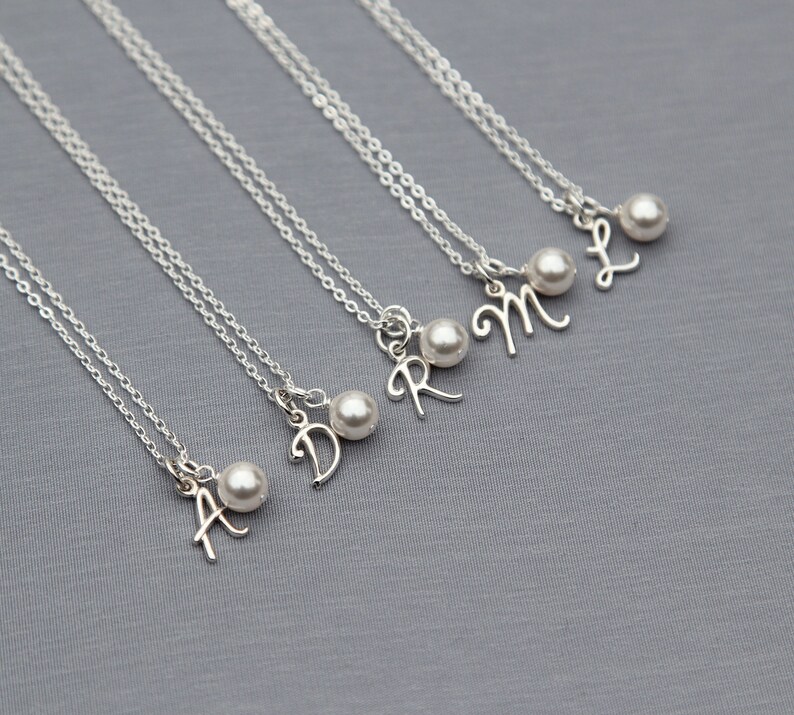 Personalized Pearl Necklace With Initial in Sterling Silver Etsy