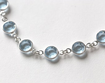 Aquamarine Bracelet, March Birthstone Bracelet, Aquamarine Jewelry, Silver, March Birthstone Jewelry, Light Pale Blue Crystal Bracelet