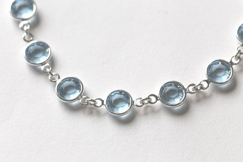 Aquamarine Bracelet, March Birthstone Bracelet, Aquamarine Jewelry, Silver, March Birthstone Jewelry, Light Pale Blue Crystal Bracelet image 1