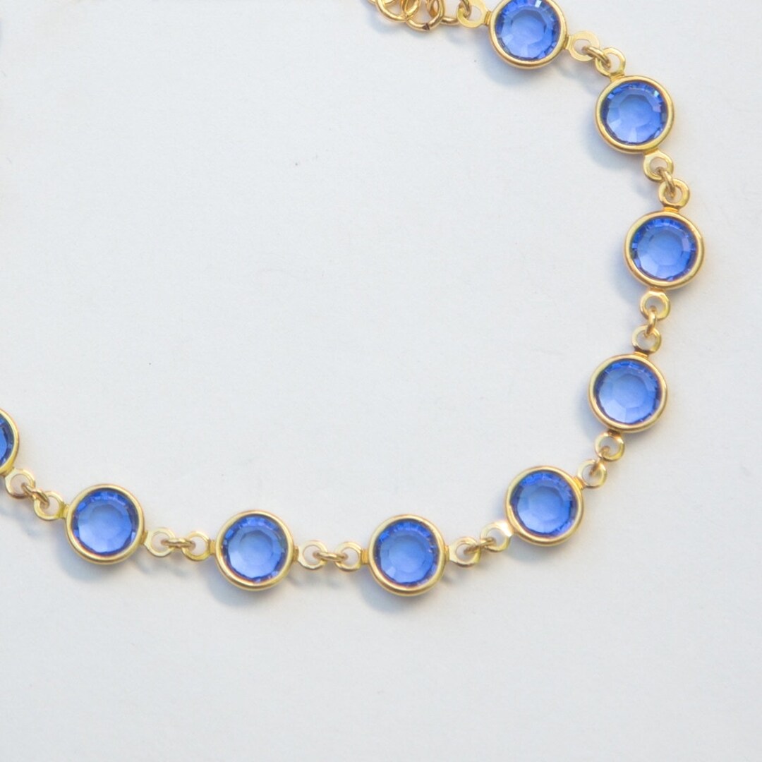 Gold Birthstone Bracelet, September Sapphire Jewelry, Blue Swarovski ...