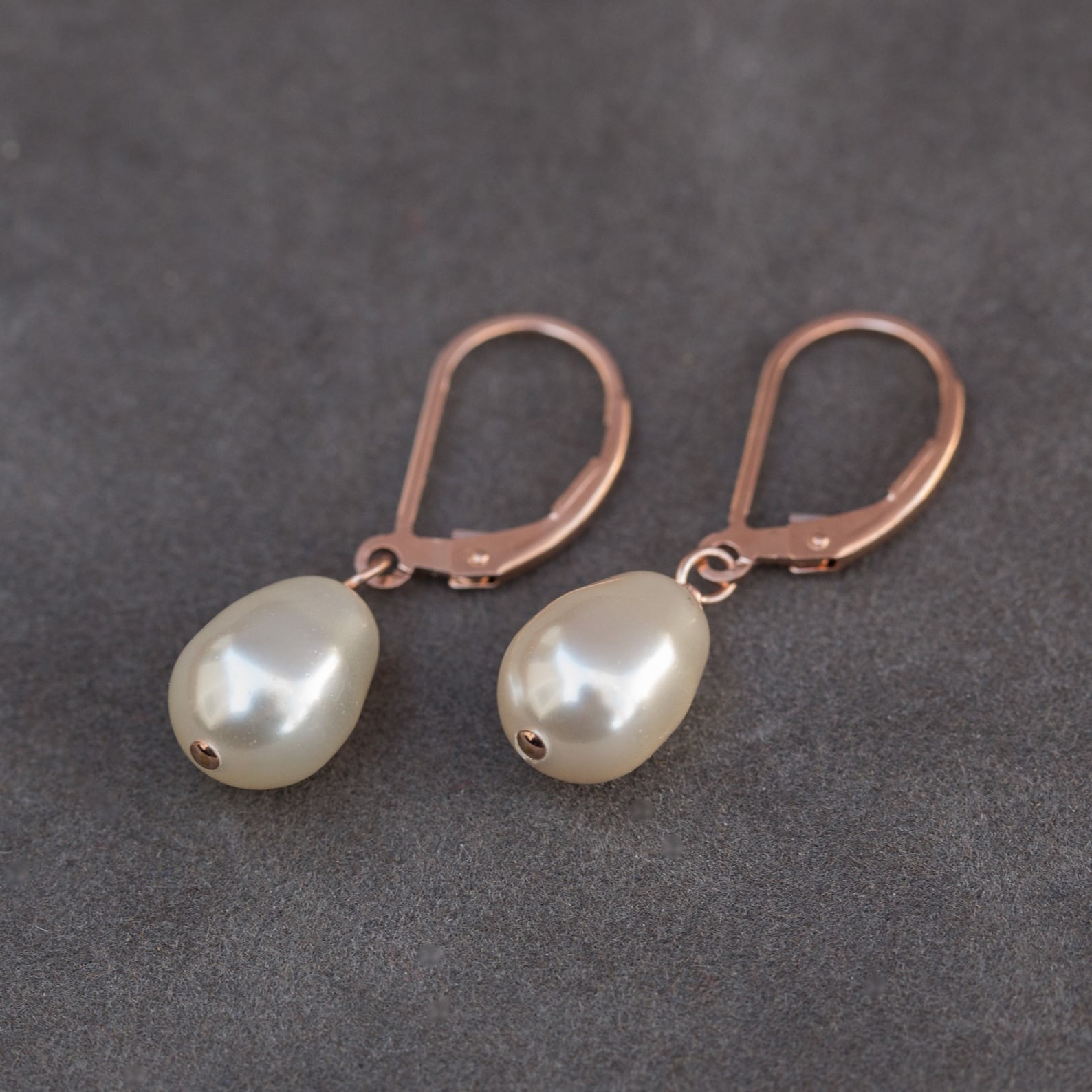 Rose Gold Bridal Earrings, Wedding Pearl Drop Earrings, Rose Gold — free download
