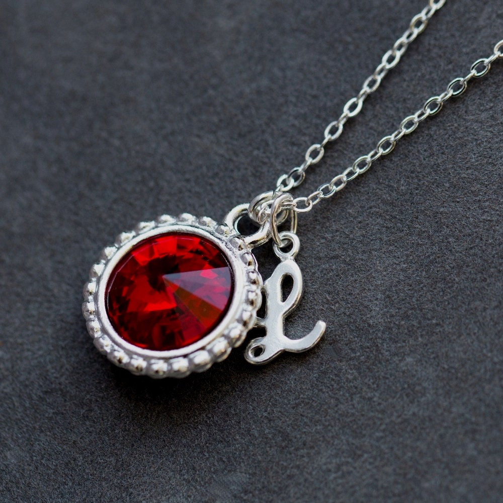 M4-44 January Birthstone Necklace Garnet Necklace Personalized Birthday Gift For Her Red Stone