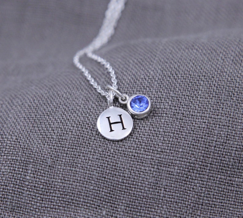 September Birthday Gift for Her, Personalized Jewelry with Birthstone, Initial Necklace, Sapphire Jewelry, Birthday Present, Women, Friend image 1