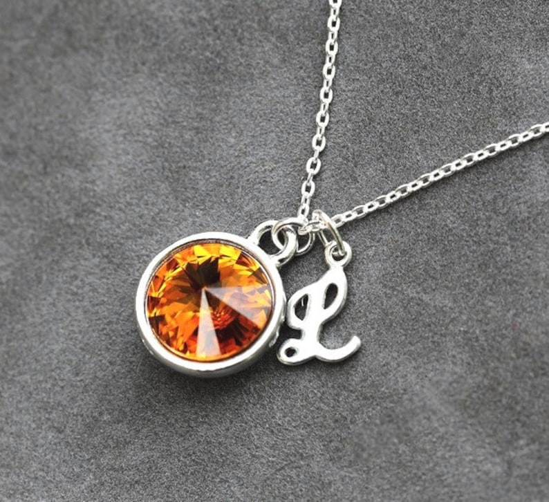 Initial Birthstone Necklace November Birthstone Jewelry Etsy