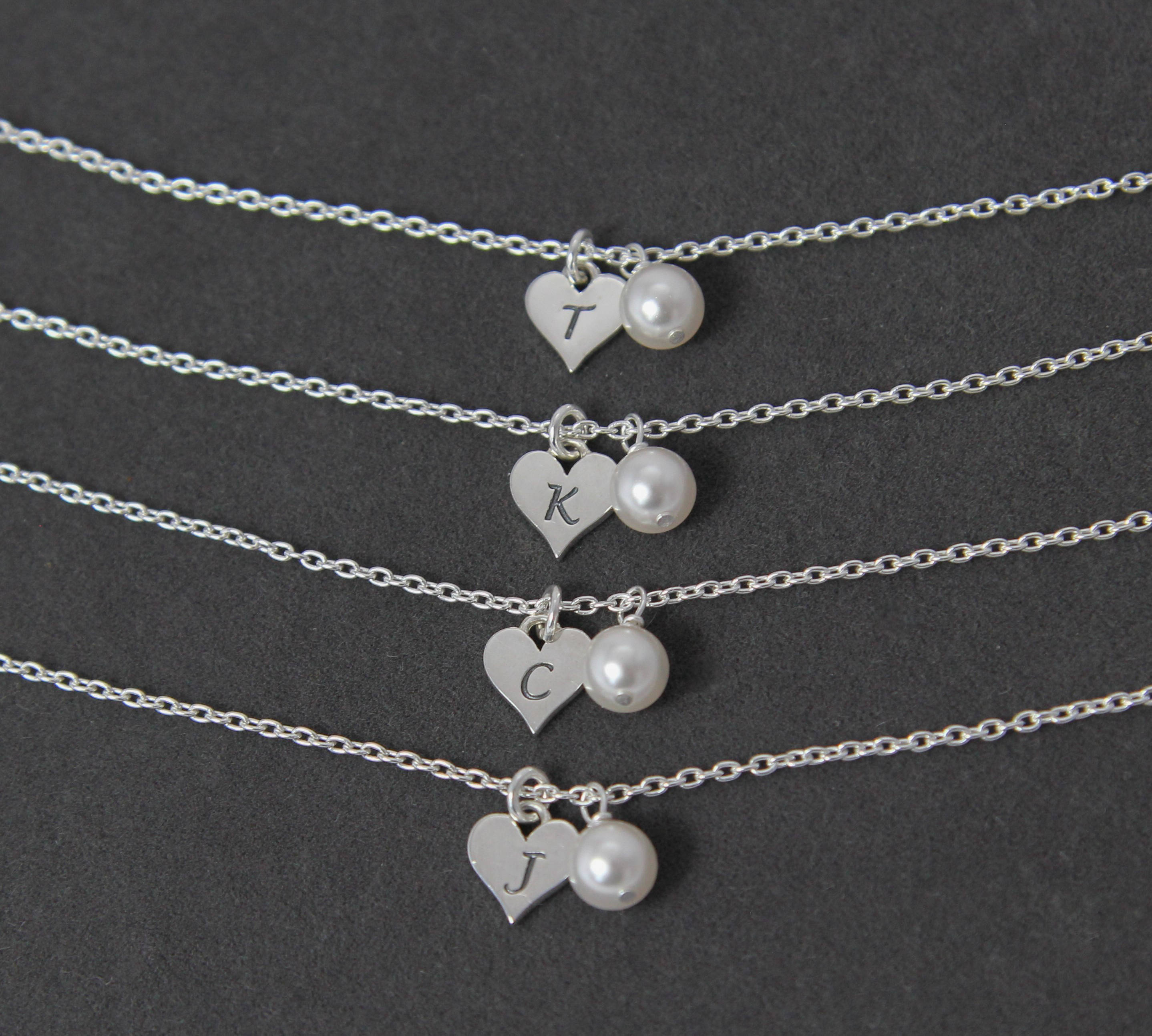 Sterling Silver Bridesmaid Bracelet Set of 9 Initial Bracelets Etsy