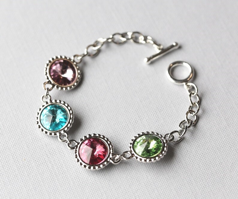 Personalized Crystal Birthstone Bracelet Mother's Etsy