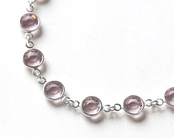 Alexandrite Bracelet, June Birthstone Bracelet, Alexandrite Jewelry, June Birthstone Jewelry, Light Pale Purple Amethyst Crystal Bracelet