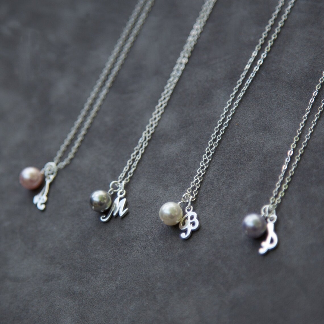 Bridesmaid Necklace Set Of 5 Five Custom Initial Jewelry Etsy